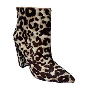 Charles David Women's Real Calf Fur Animal Print Ankle Boots Brown Multi Sz 8